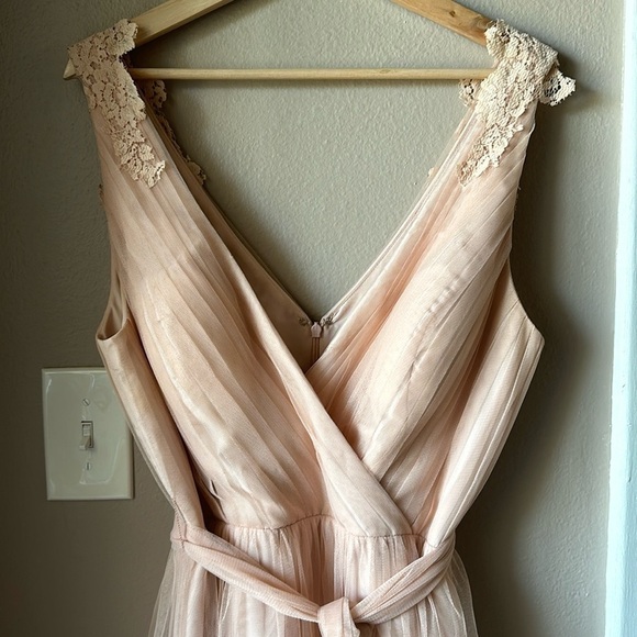 NWT WATTERS & WATTERS Anthropologie Pale Pink Pleated Bridesmaid Dress - Picture 4 of 14